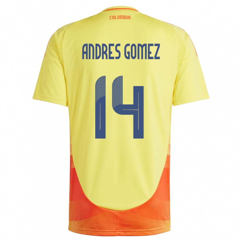 Kandiny Kinder Kolumbien Carlos Andrés Gómez #14 Gelb Heimtrikot Trikot 24-26 T-Shirt