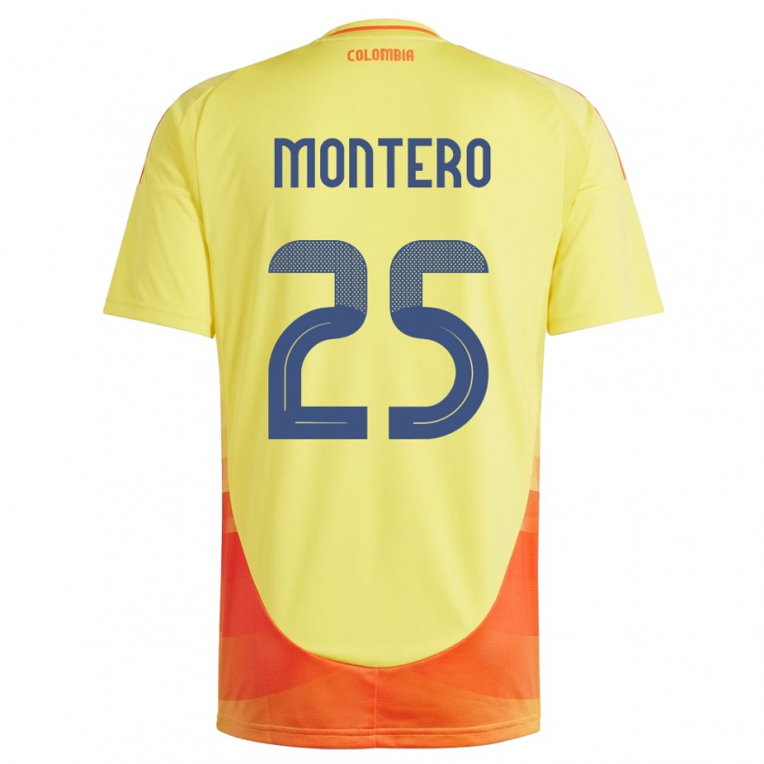 Kandiny Kinder Kolumbien Álvaro Montero #25 Gelb Heimtrikot Trikot 24-26 T-Shirt