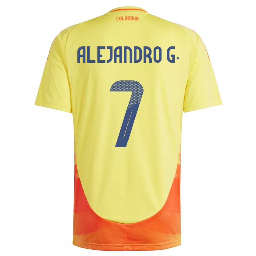 Kandiny Kinder Kolumbien Alejandro García #7 Gelb Heimtrikot Trikot 24-26 T-Shirt