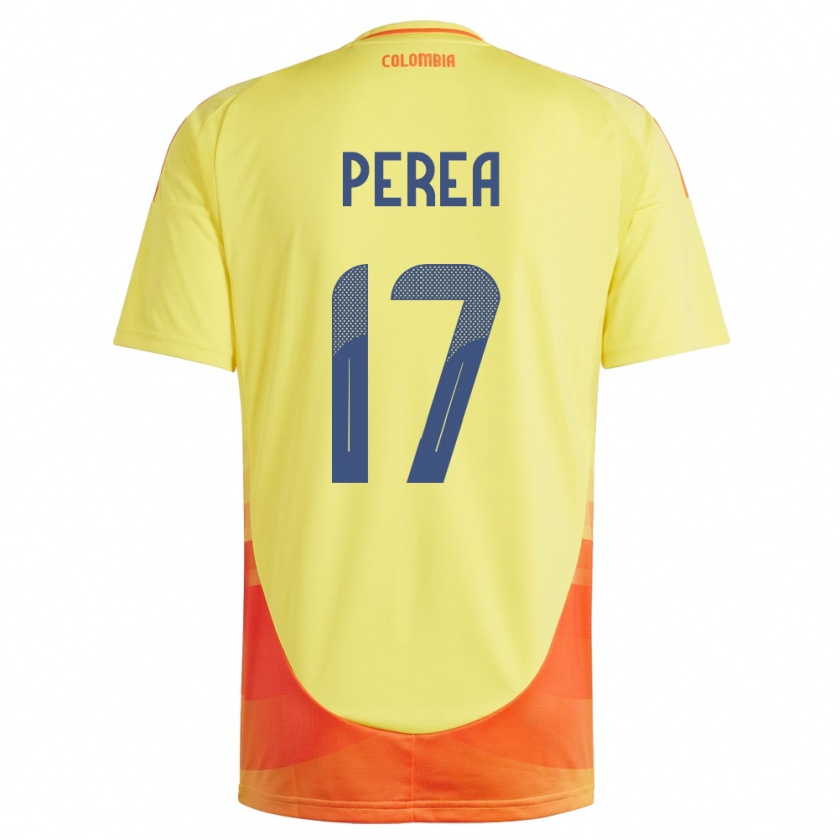 Kandiny Kinder Kolumbien Óscar Perea #17 Gelb Heimtrikot Trikot 24-26 T-Shirt