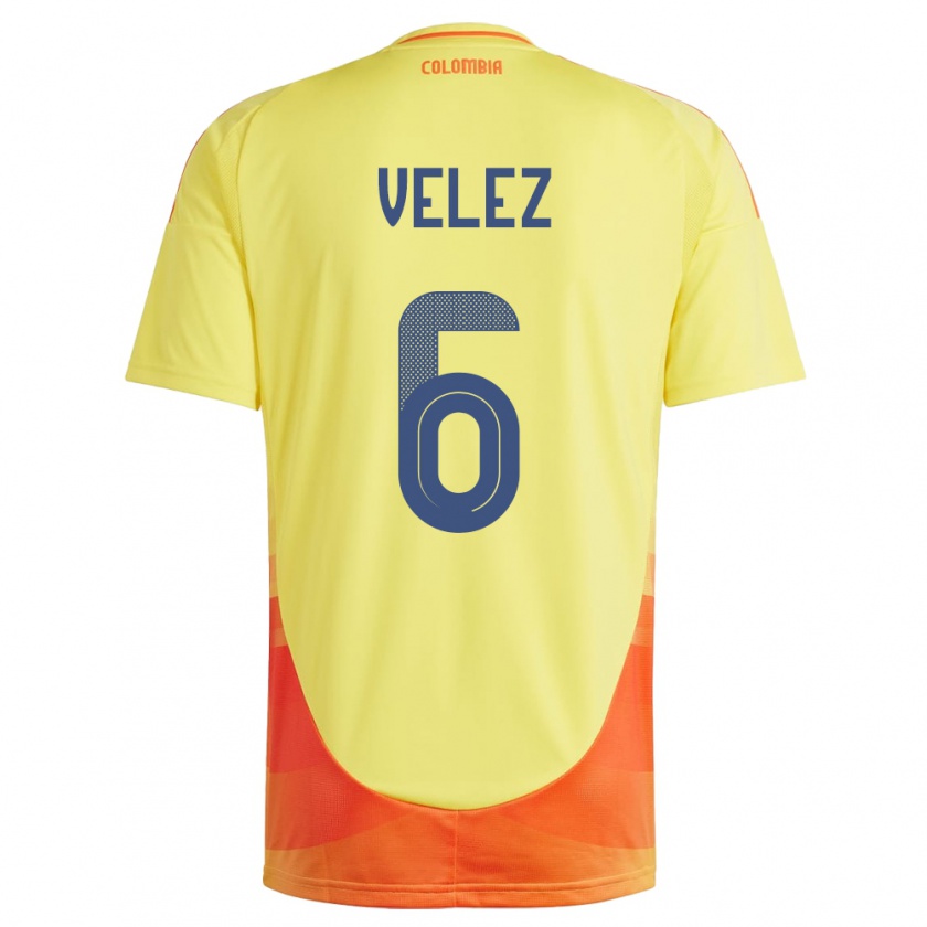 Kandiny Kinder Kolumbien Jhon Vélez #6 Gelb Heimtrikot Trikot 24-26 T-Shirt