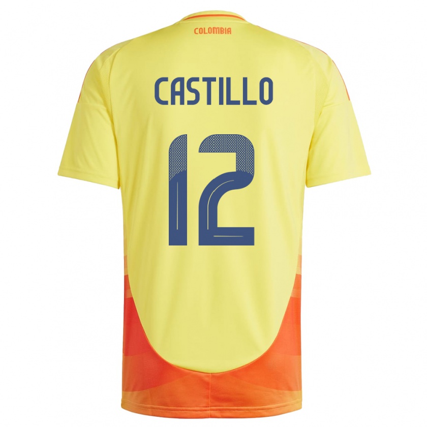 Kandiny Kinder Kolumbien Juan Castillo #12 Gelb Heimtrikot Trikot 24-26 T-Shirt