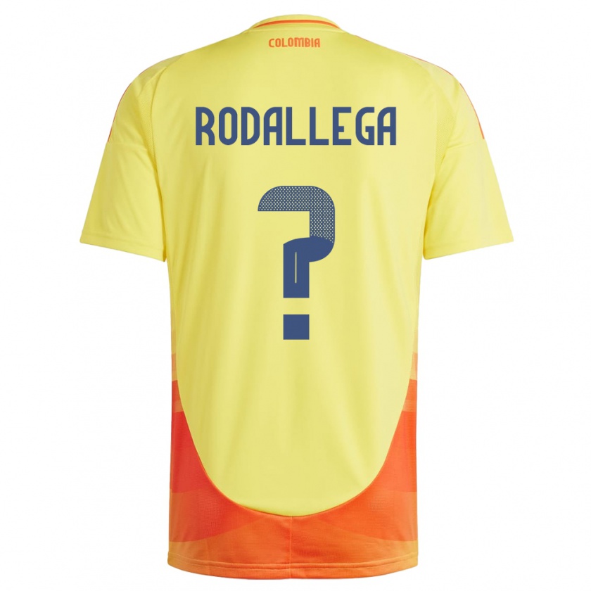 Kandiny Kinder Kolumbien Johan Rodallega #0 Gelb Heimtrikot Trikot 24-26 T-Shirt