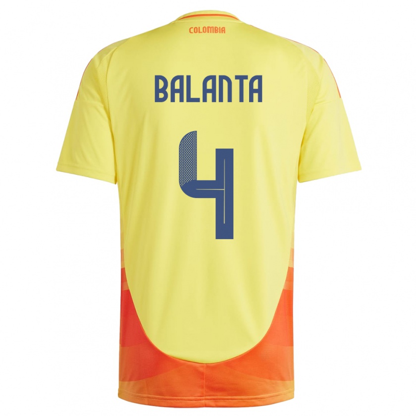 Kandiny Kinder Kolumbien Marlon Balanta #4 Gelb Heimtrikot Trikot 24-26 T-Shirt