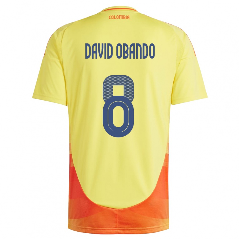 Kandiny Kinder Kolumbien Juan David Obando #8 Gelb Heimtrikot Trikot 24-26 T-Shirt