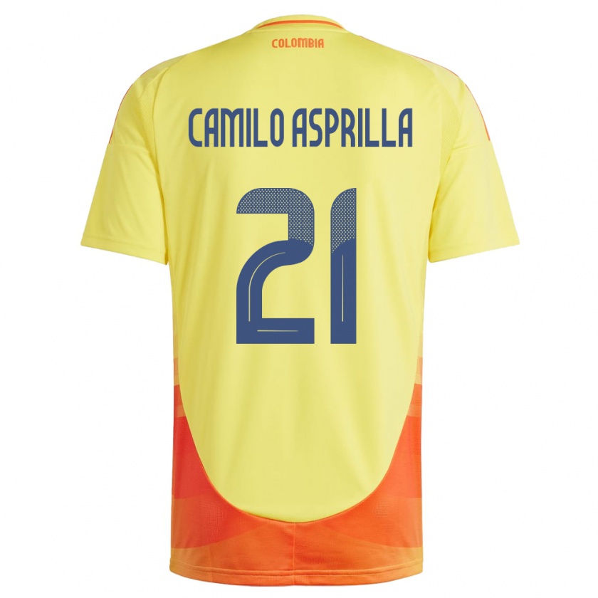 Kandiny Kinder Kolumbien Juan Camilo Asprilla #21 Gelb Heimtrikot Trikot 24-26 T-Shirt