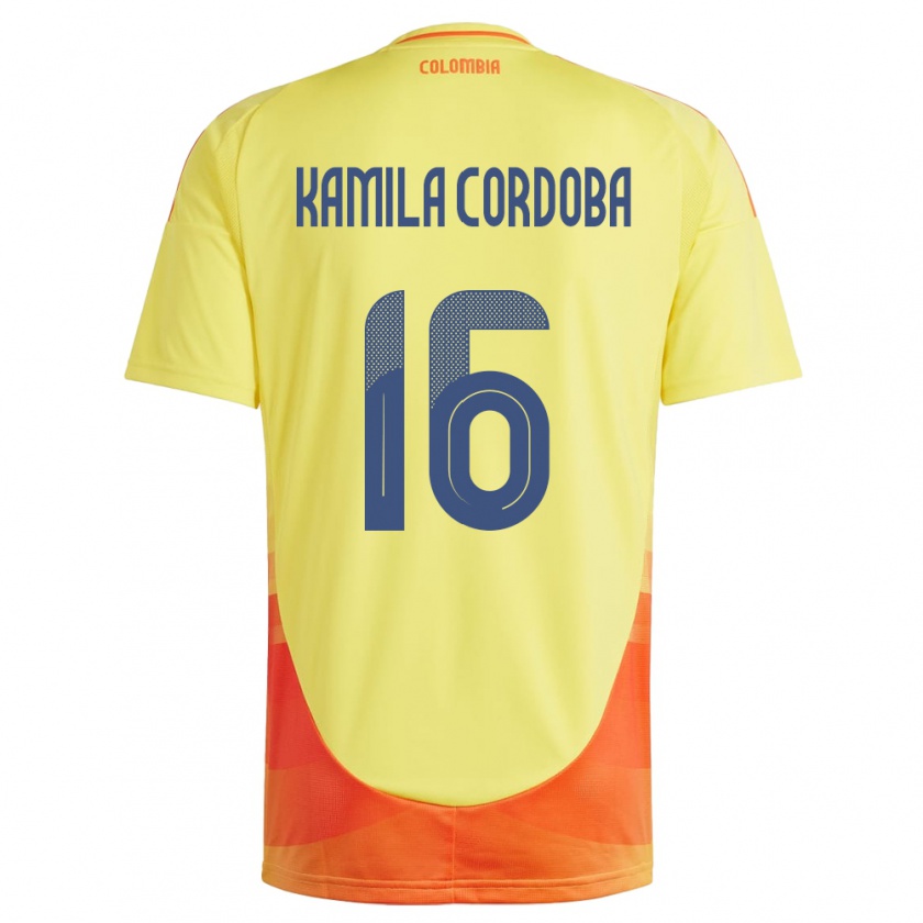 Kandiny Kinder Kolumbien Sara Kamila Córdoba #16 Gelb Heimtrikot Trikot 24-26 T-Shirt