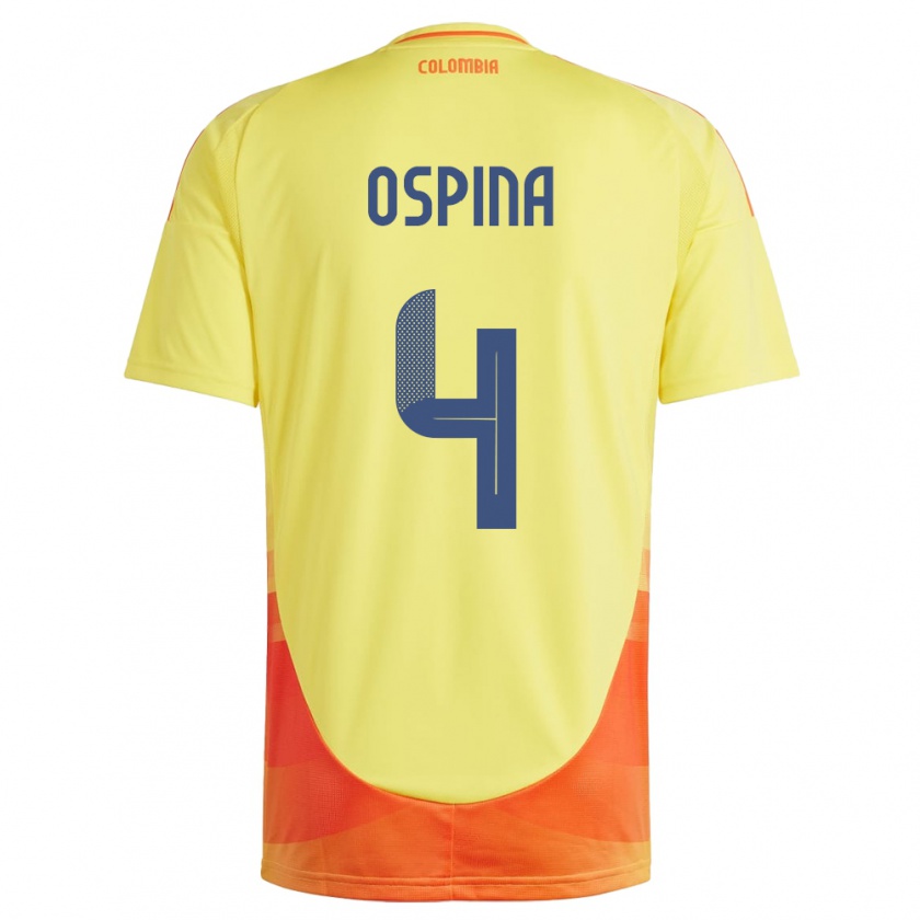 Kandiny Kinder Kolumbien Diana Ospina #4 Gelb Heimtrikot Trikot 24-26 T-Shirt