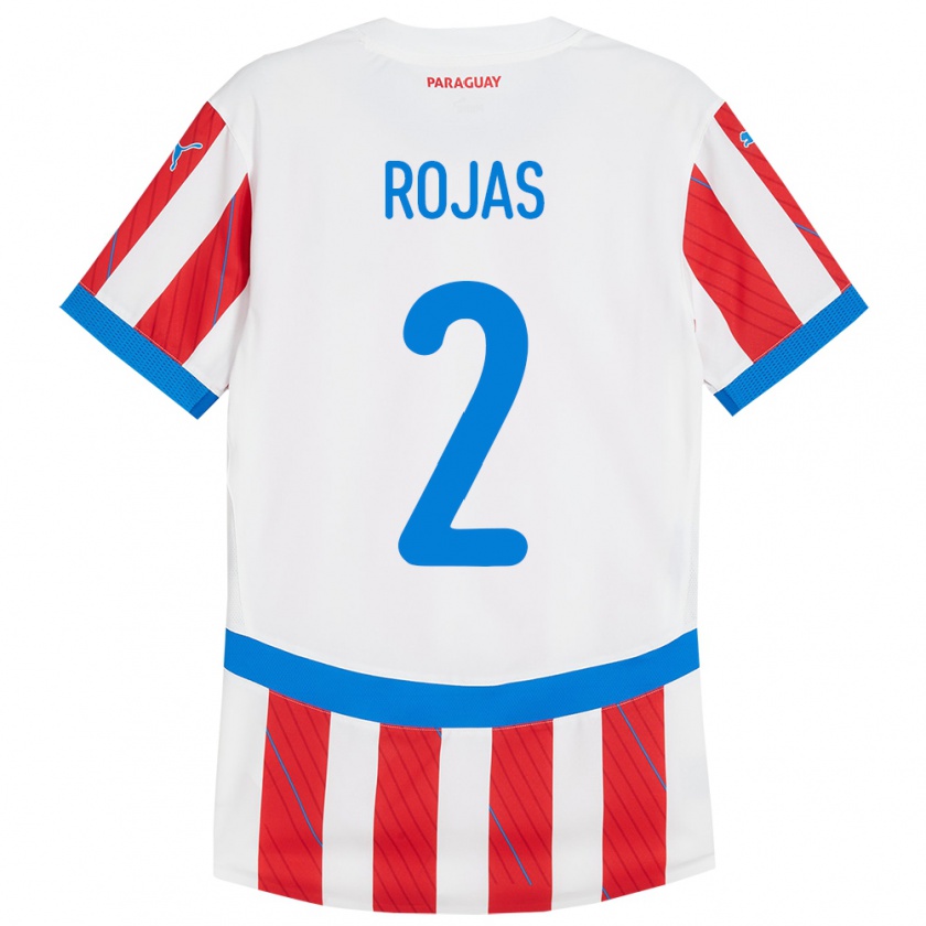 Kandiny Kinder Paraguay Robert Rojas #2 Weiß Rot Heimtrikot Trikot 24-26 T-Shirt