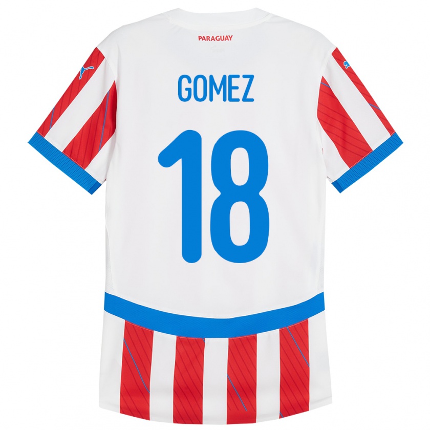 Kandiny Kinder Paraguay Diego Gómez #18 Weiß Rot Heimtrikot Trikot 24-26 T-Shirt