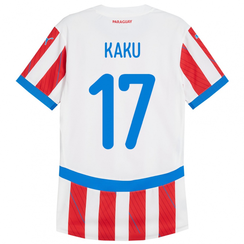 Kandiny Kinder Paraguay Kaku #17 Weiß Rot Heimtrikot Trikot 24-26 T-Shirt