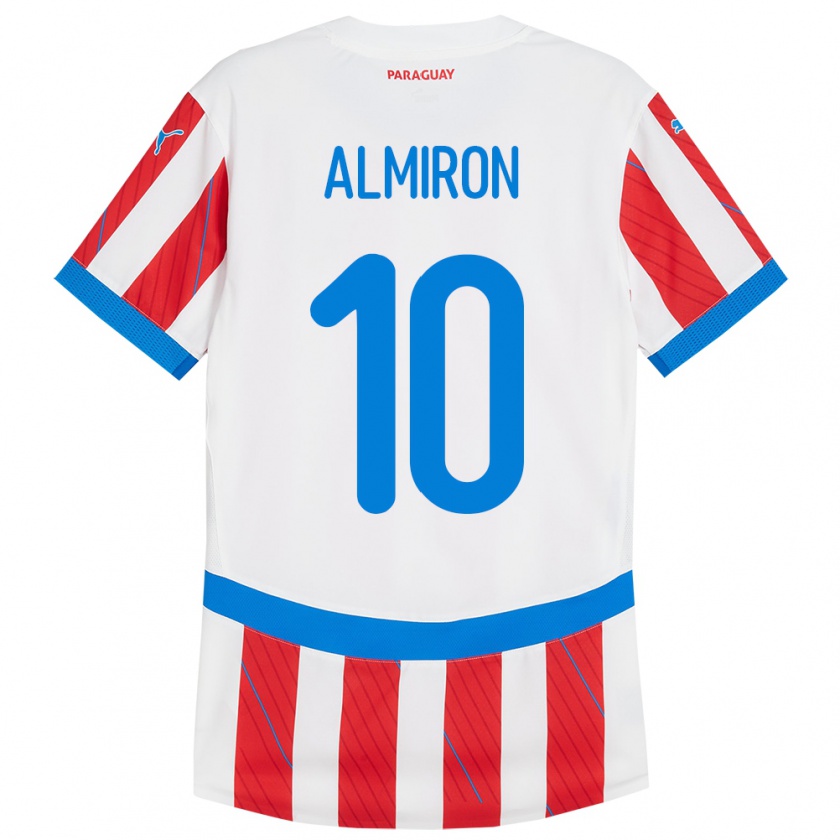 Kandiny Kinder Paraguay Miguel Almirón #10 Weiß Rot Heimtrikot Trikot 24-26 T-Shirt