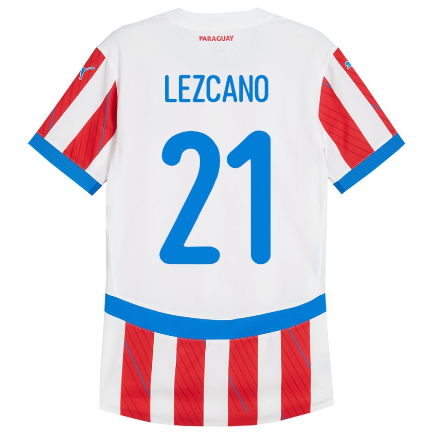 Kandiny Kinder Paraguay Rubén Lezcano #21 Weiß Rot Heimtrikot Trikot 24-26 T-Shirt