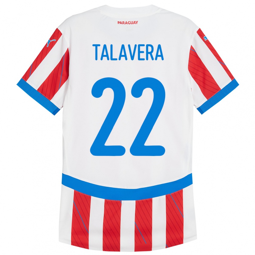 Kandiny Kinder Paraguay Javier Talavera #22 Weiß Rot Heimtrikot Trikot 24-26 T-Shirt