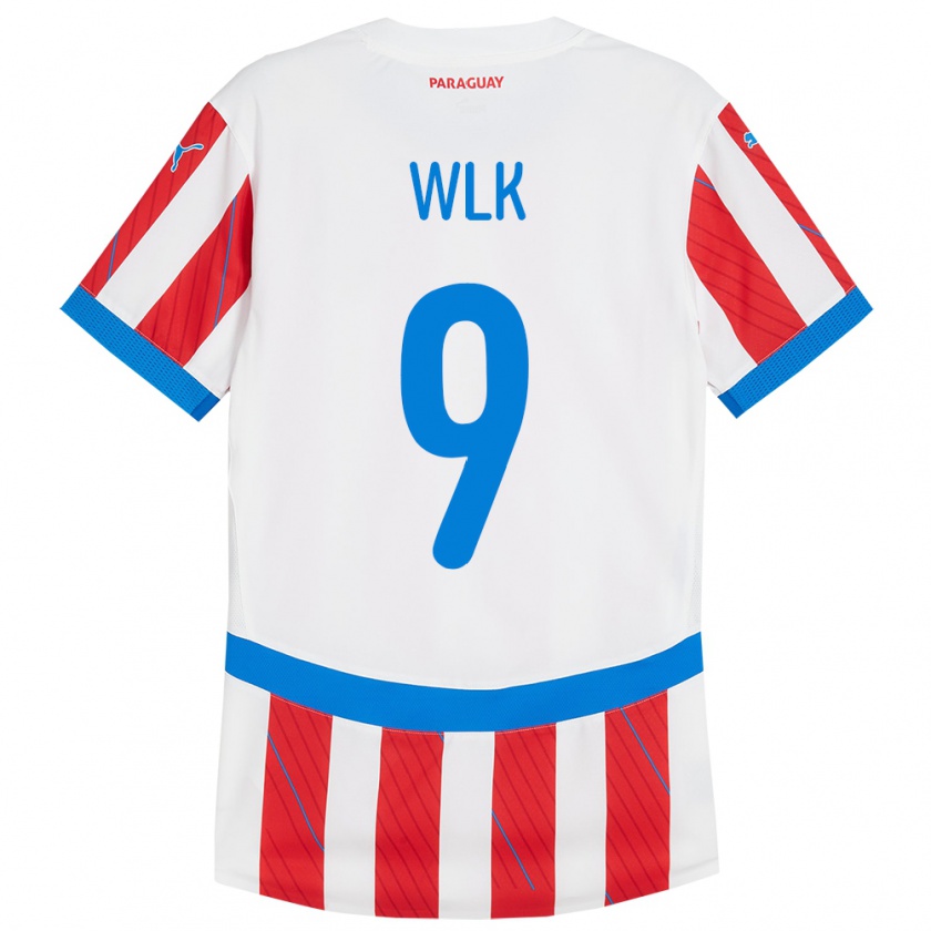 Kandiny Kinder Paraguay Allan Wlk #9 Weiß Rot Heimtrikot Trikot 24-26 T-Shirt