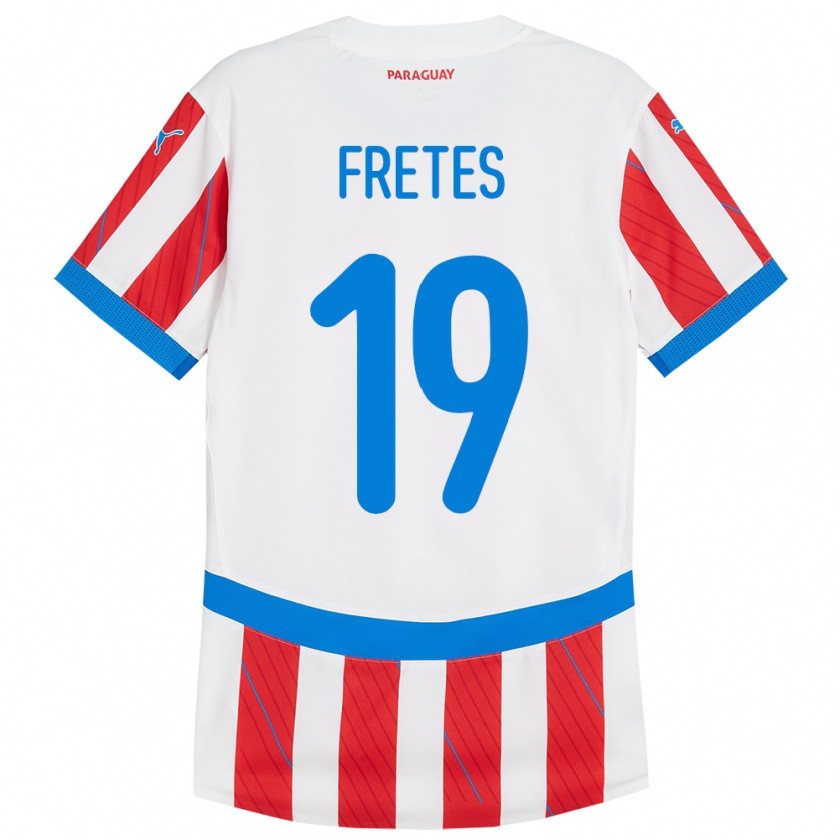 Kandiny Kinder Paraguay Alexis Fretes #19 Weiß Rot Heimtrikot Trikot 24-26 T-Shirt