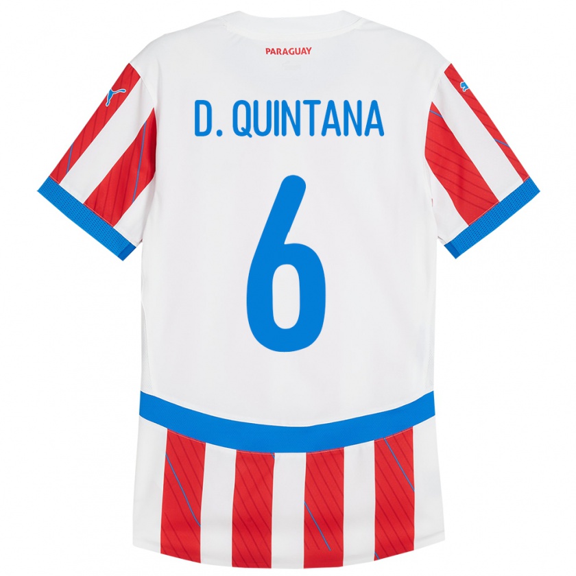 Kandiny Kinder Paraguay Dulce Quintana #6 Weiß Rot Heimtrikot Trikot 24-26 T-Shirt