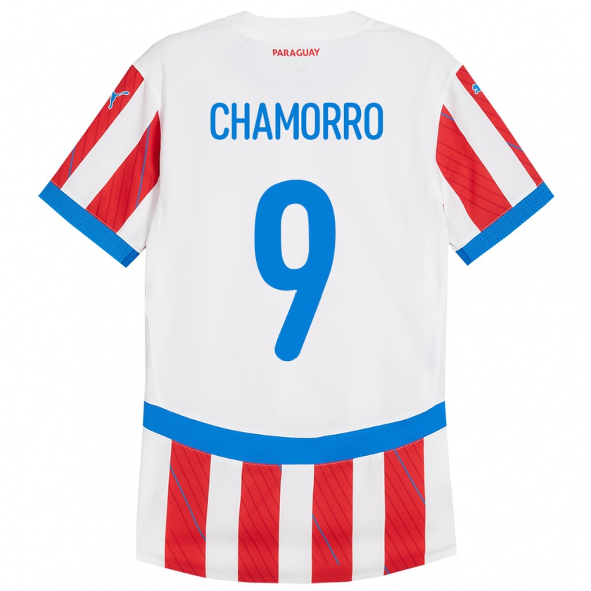 Kandiny Kinder Paraguay Lice Chamorro #9 Weiß Rot Heimtrikot Trikot 24-26 T-Shirt