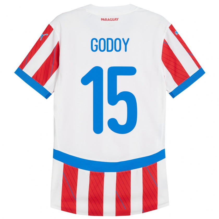 Kandiny Kinder Paraguay Fanny Godoy #15 Weiß Rot Heimtrikot Trikot 24-26 T-Shirt