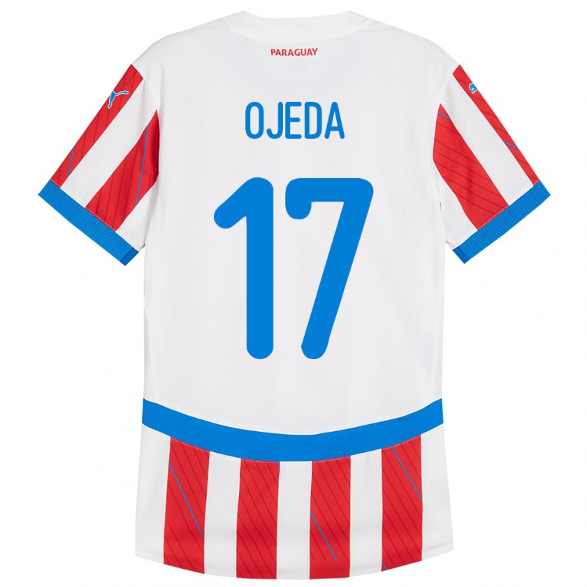 Kandiny Kinder Paraguay Deisy Ojeda #17 Weiß Rot Heimtrikot Trikot 24-26 T-Shirt