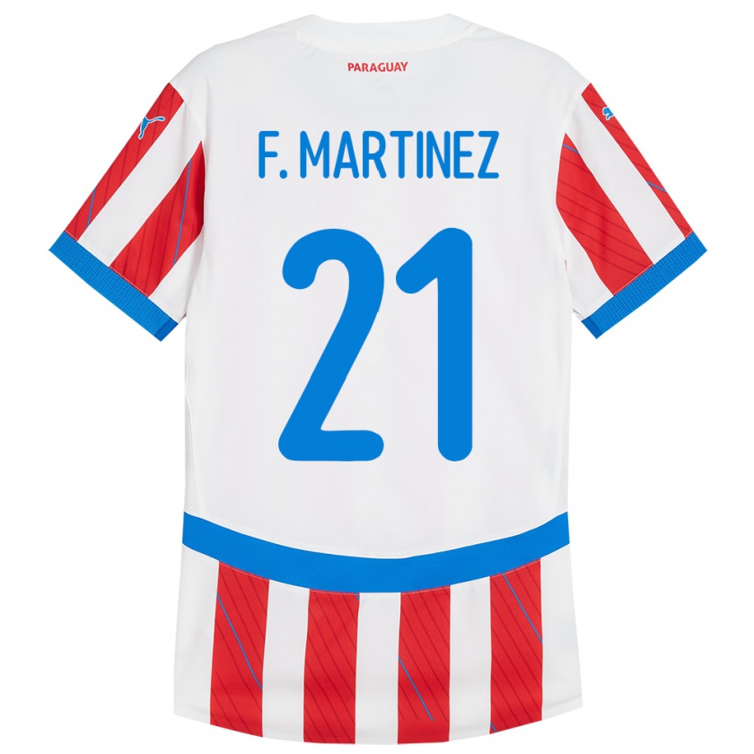 Kandiny Kinder Paraguay Fiorela Martínez #21 Weiß Rot Heimtrikot Trikot 24-26 T-Shirt