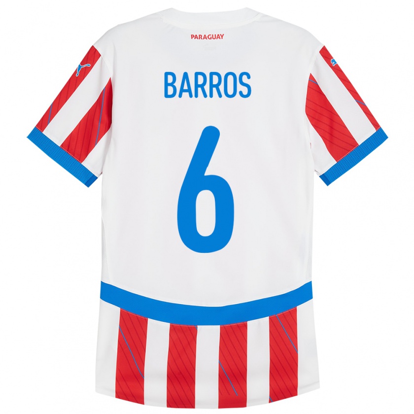 Kandiny Kinder Paraguay Natalia Barros #6 Weiß Rot Heimtrikot Trikot 24-26 T-Shirt