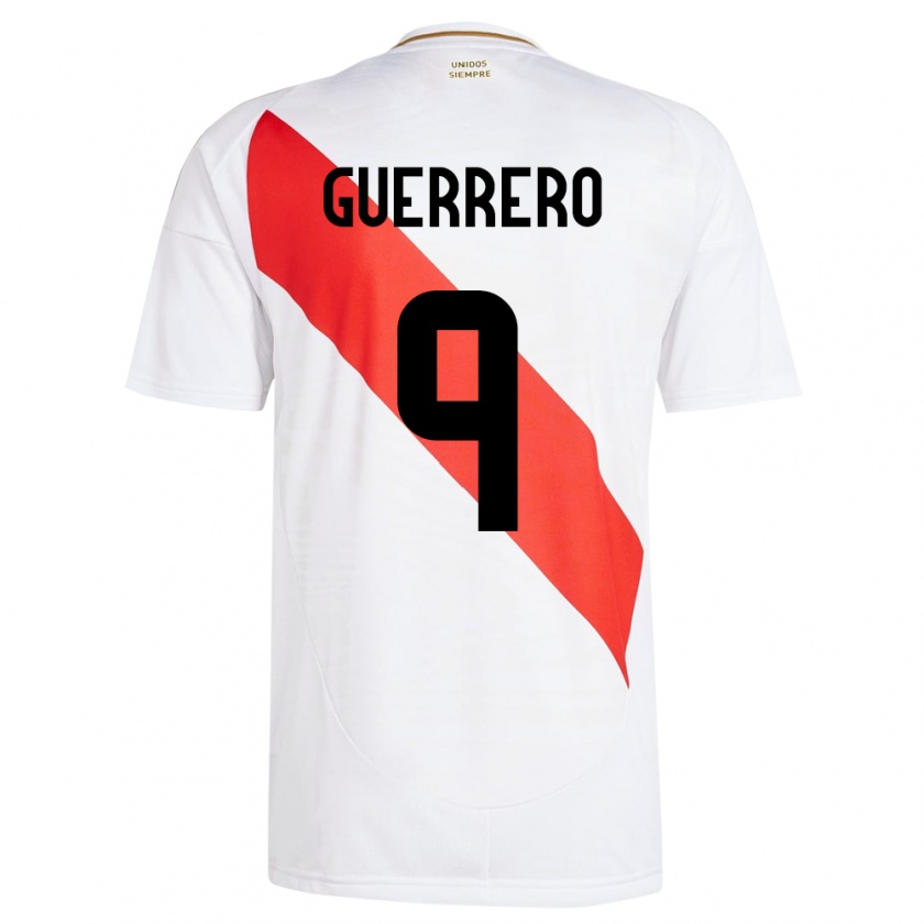 Kandiny Kinder Peru Paolo Guerrero #9 Weiß Heimtrikot Trikot 24-26 T-Shirt