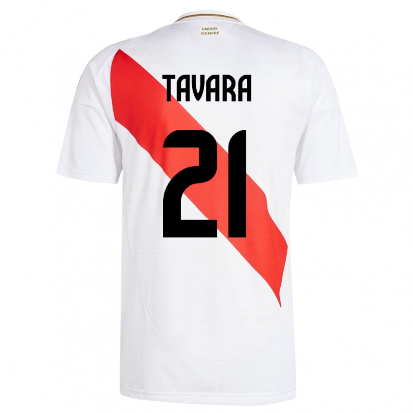 Kandiny Kinder Peru Martín Távara #21 Weiß Heimtrikot Trikot 24-26 T-Shirt