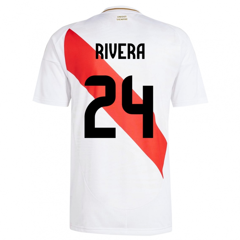 Kandiny Kinder Peru José Rivera #24 Weiß Heimtrikot Trikot 24-26 T-Shirt