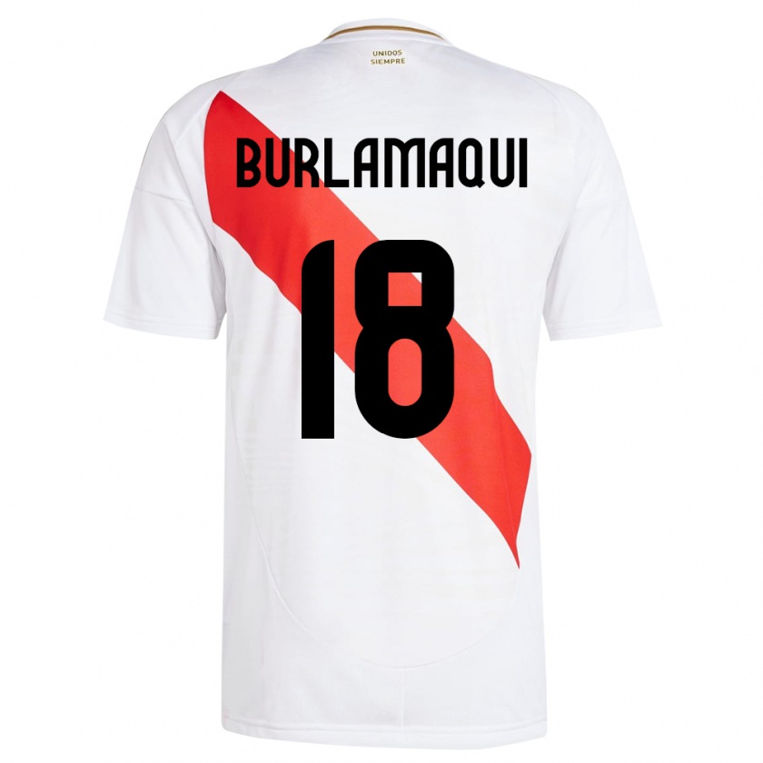 Kandiny Kinder Peru Alessandro Burlamaqui #18 Weiß Heimtrikot Trikot 24-26 T-Shirt