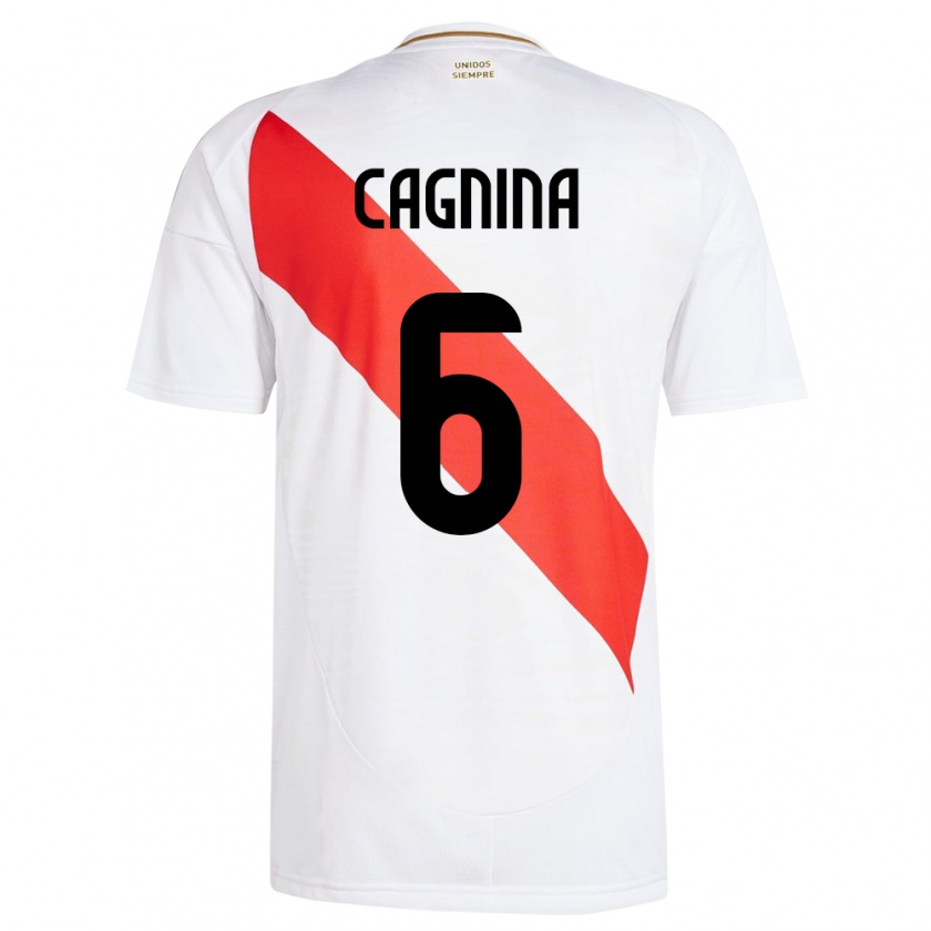 Kandiny Kinder Peru Claudia Cagnina #6 Weiß Heimtrikot Trikot 24-26 T-Shirt