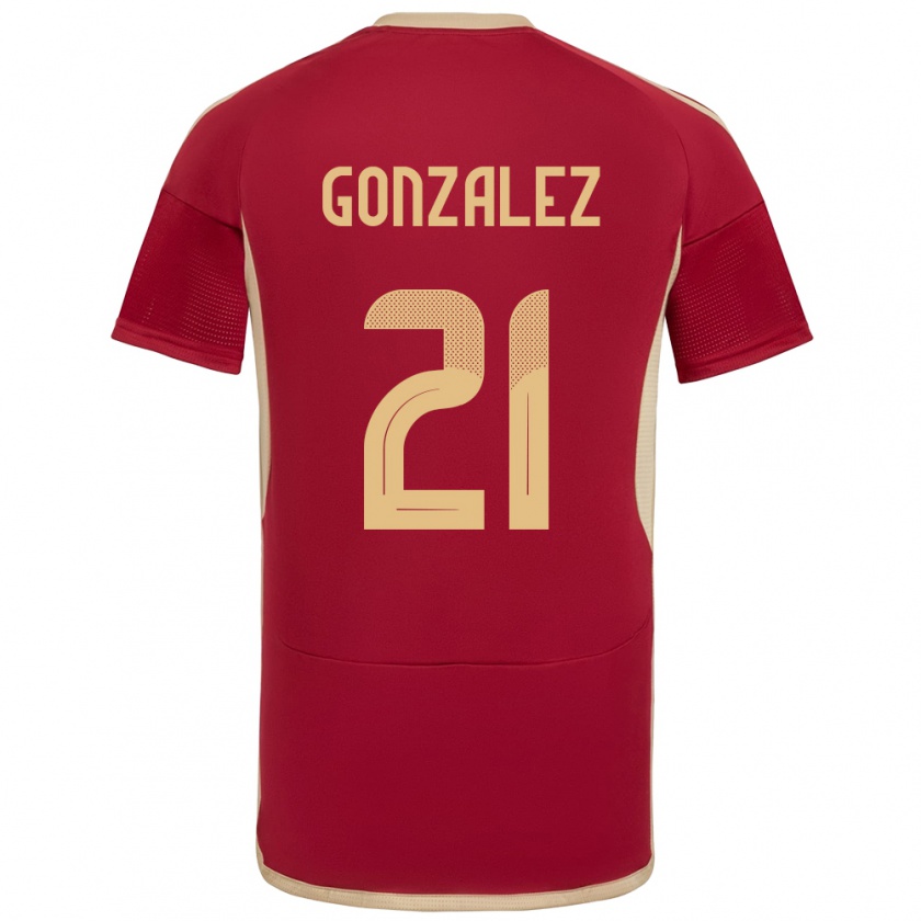 Kandiny Kinder Venezuela Alexander González #21 Burgund Heimtrikot Trikot 24-26 T-Shirt