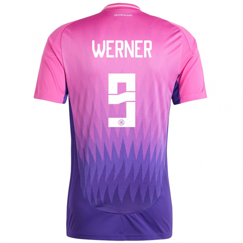 Kandiny Kinder Deutschland Timo Werner #9 Pink Lila Auswärtstrikot Trikot 24-26 T-Shirt