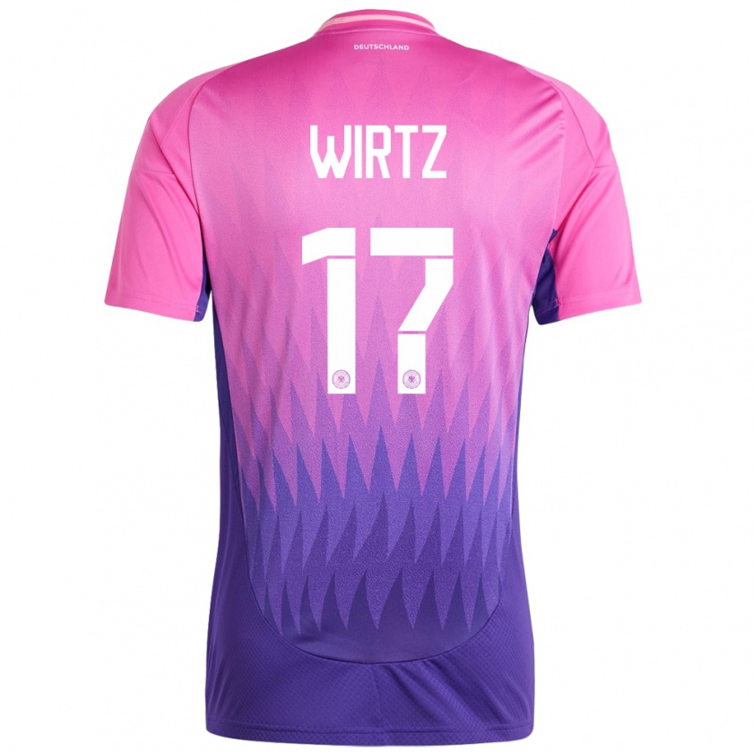 Kandiny Kinder Deutschland Florian Wirtz #17 Pink Lila Auswärtstrikot Trikot 24-26 T-Shirt