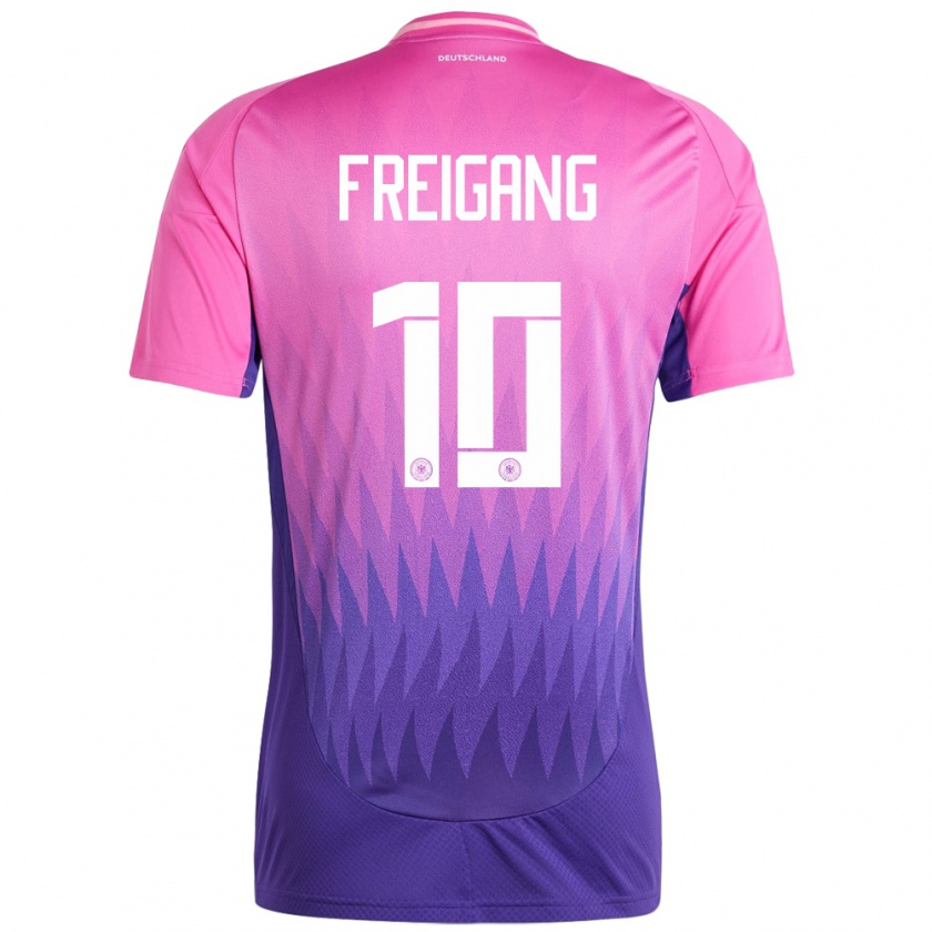 Kandiny Kinder Deutschland Laura Freigang #10 Pink Lila Auswärtstrikot Trikot 24-26 T-Shirt