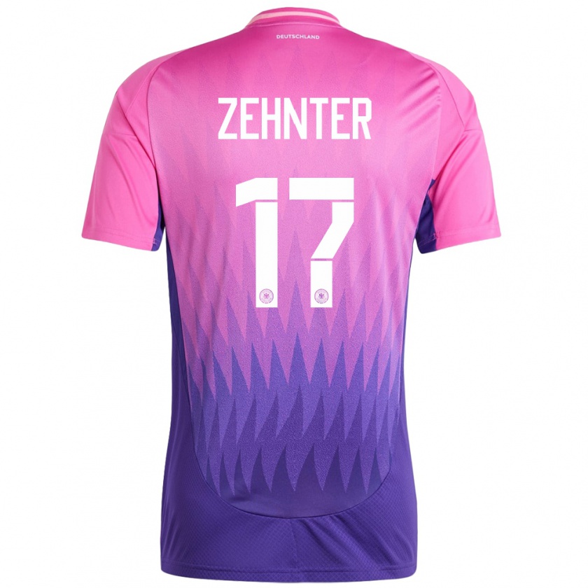 Kandiny Kinder Deutschland Aaron Zehnter #17 Pink Lila Auswärtstrikot Trikot 24-26 T-Shirt