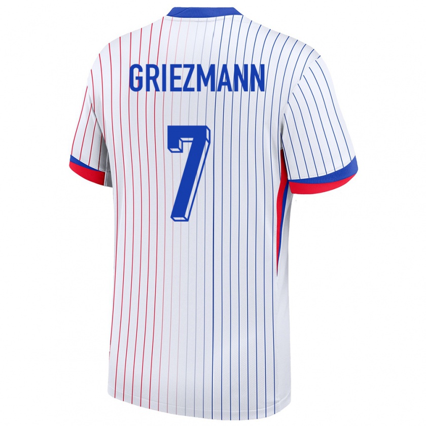 Kandiny Kinder Frankreich Antoine Griezmann #7 Weiß Auswärtstrikot Trikot 24-26 T-Shirt