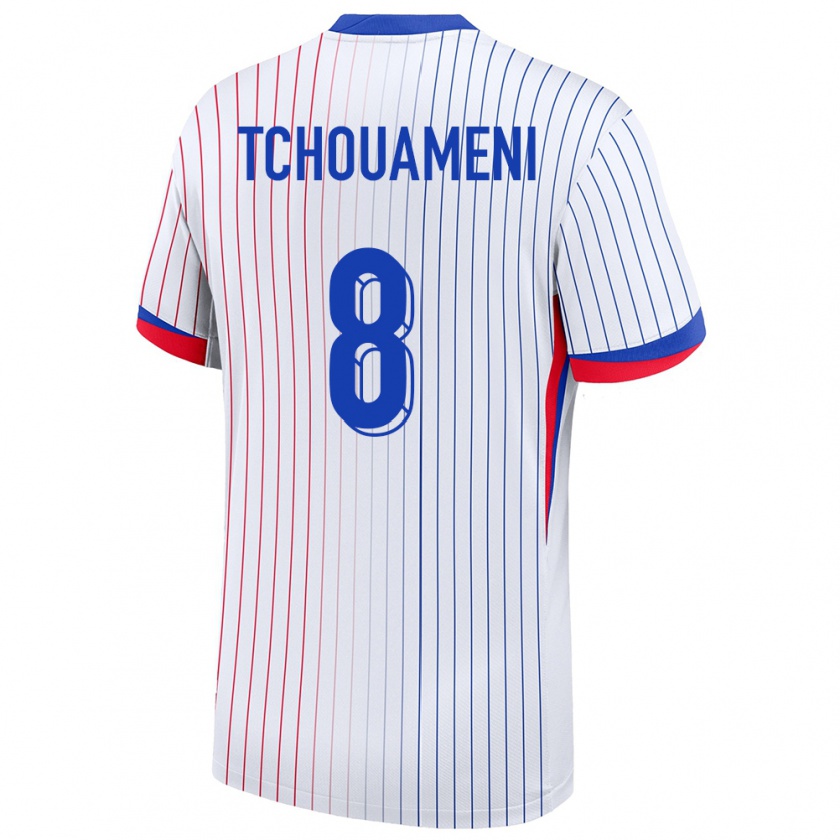 Kandiny Kinder Frankreich Aurelien Tchouameni #8 Weiß Auswärtstrikot Trikot 24-26 T-Shirt