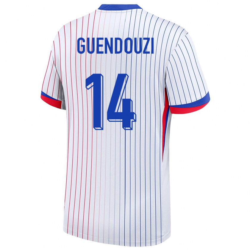 Kandiny Kinder Frankreich Matteo Guendouzi #14 Weiß Auswärtstrikot Trikot 24-26 T-Shirt