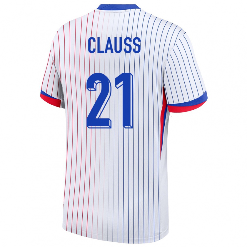 Kandiny Kinder Frankreich Jonathan Clauss #21 Weiß Auswärtstrikot Trikot 24-26 T-Shirt