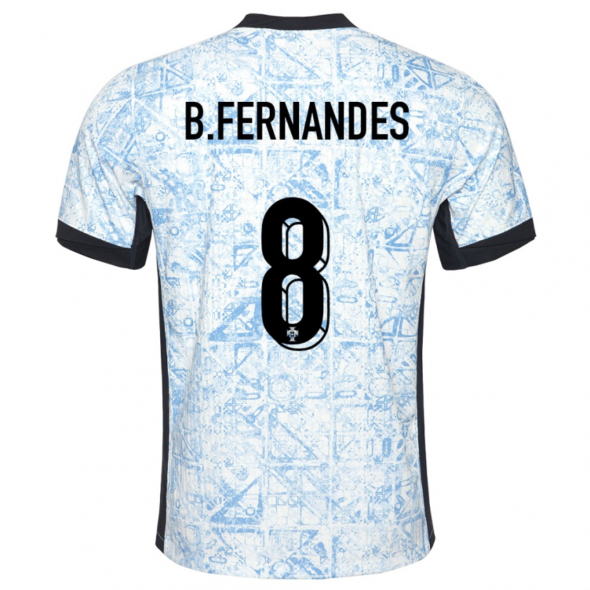 Kandiny Kinder Portugal Bruno Fernandes #8 Cremeblau Auswärtstrikot Trikot 24-26 T-Shirt