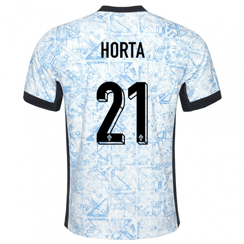 Kandiny Kinder Portugal Ricardo Horta #21 Cremeblau Auswärtstrikot Trikot 24-26 T-Shirt