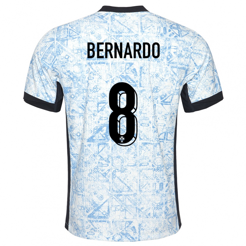 Kandiny Kinder Portugal Paulo Bernardo #8 Cremeblau Auswärtstrikot Trikot 24-26 T-Shirt