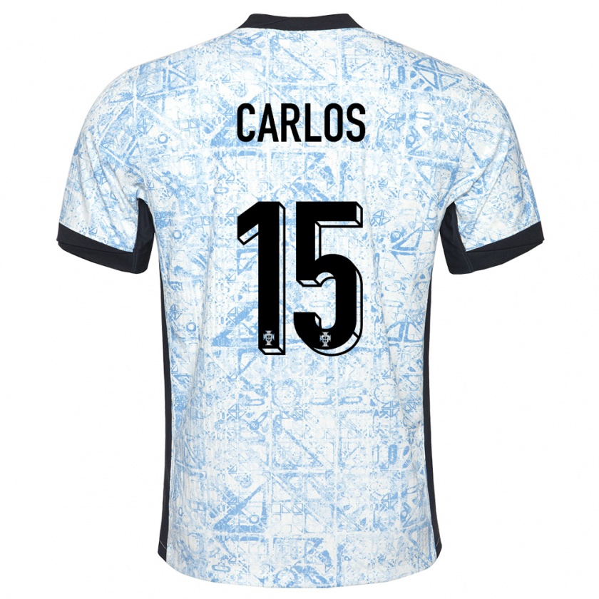 Kandiny Kinder Portugal Ze Carlos #15 Cremeblau Auswärtstrikot Trikot 24-26 T-Shirt