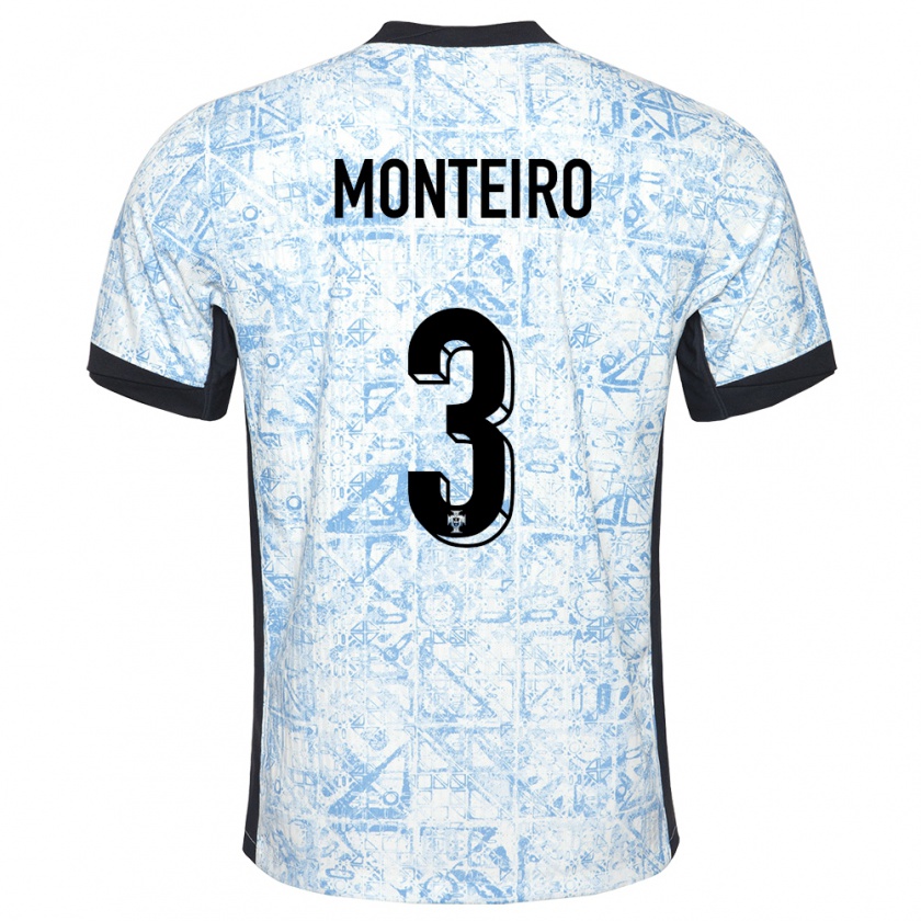 Kandiny Kinder Portugal Diogo Monteiro #3 Cremeblau Auswärtstrikot Trikot 24-26 T-Shirt