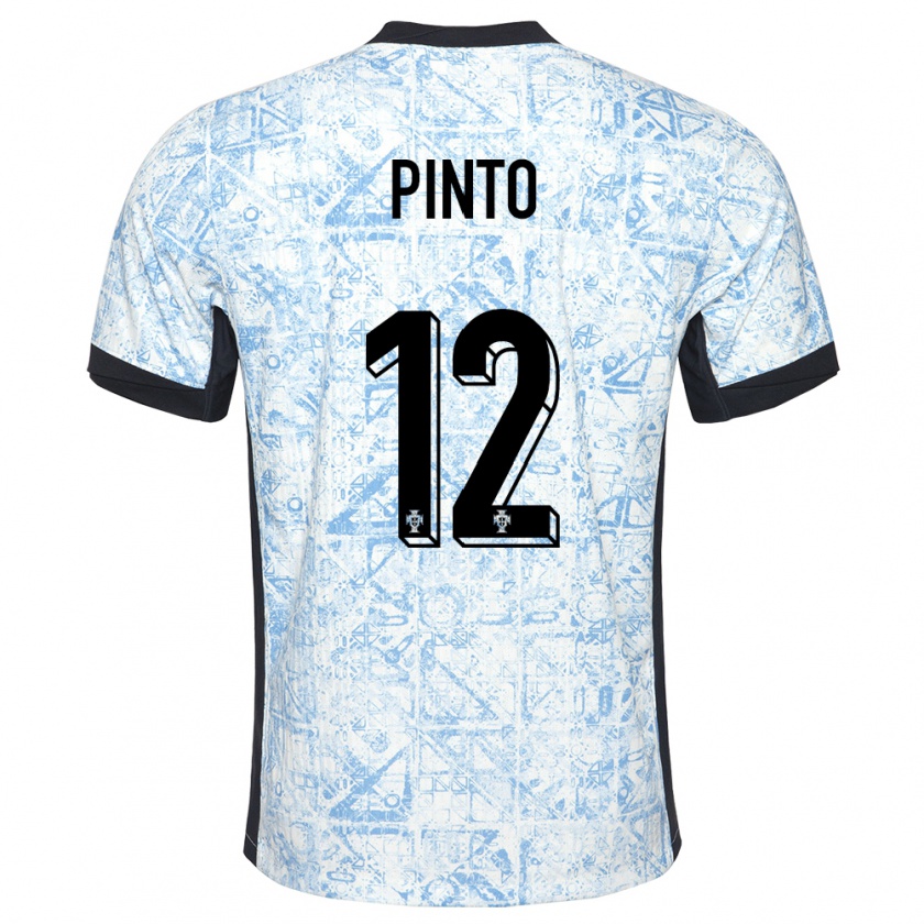 Kandiny Kinder Portugal Diogo Pinto #12 Cremeblau Auswärtstrikot Trikot 24-26 T-Shirt