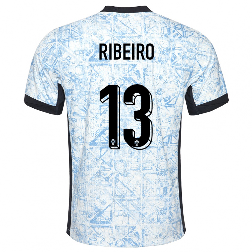 Kandiny Kinder Portugal Antonio Ribeiro #13 Cremeblau Auswärtstrikot Trikot 24-26 T-Shirt