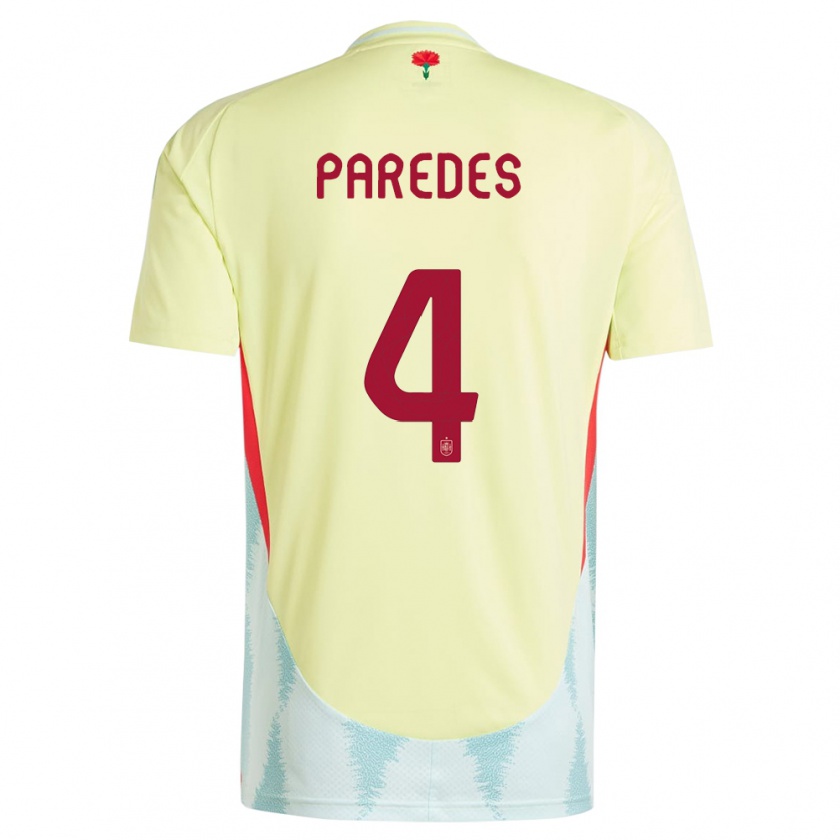 Kandiny Kinder Spanien Irene Paredes #4 Gelb Auswärtstrikot Trikot 24-26 T-Shirt