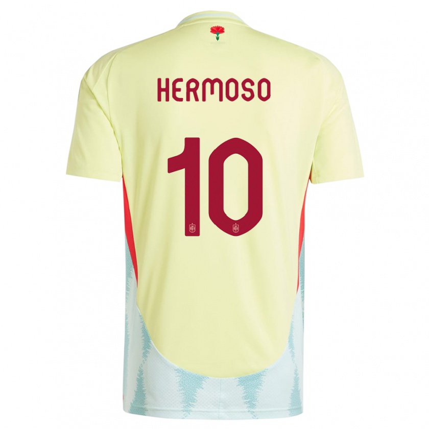Kandiny Kinder Spanien Jennifer Hermoso #10 Gelb Auswärtstrikot Trikot 24-26 T-Shirt