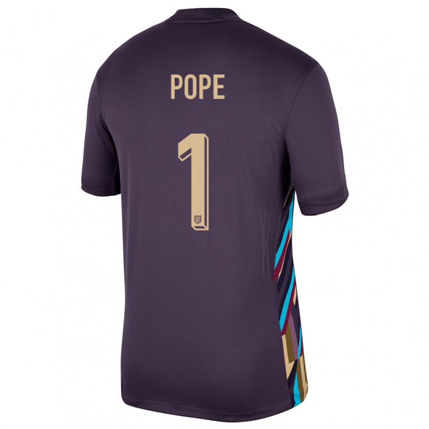 Kandiny Kinder England Nick Pope #1 Dunkle Rosine Auswärtstrikot Trikot 24-26 T-Shirt